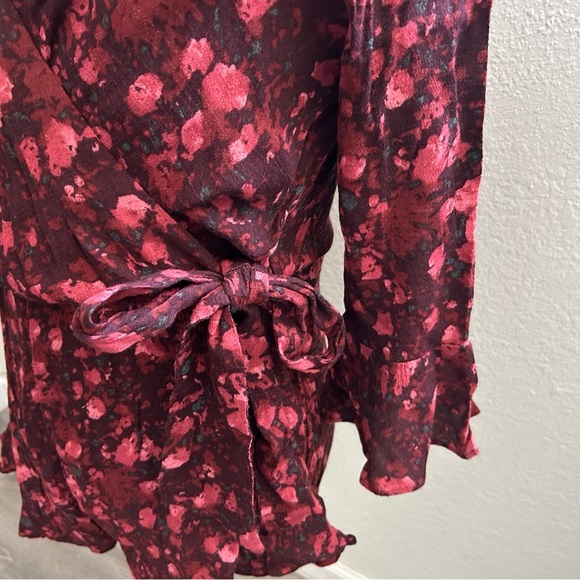 Free People Red Floral Wrap Romper - Picture 2 of 10